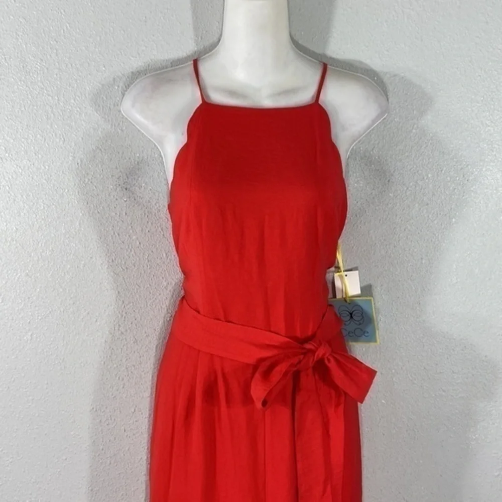 NWT Cece Cherry Rose Scalloped Halter Neck Jumpsuit Medium M